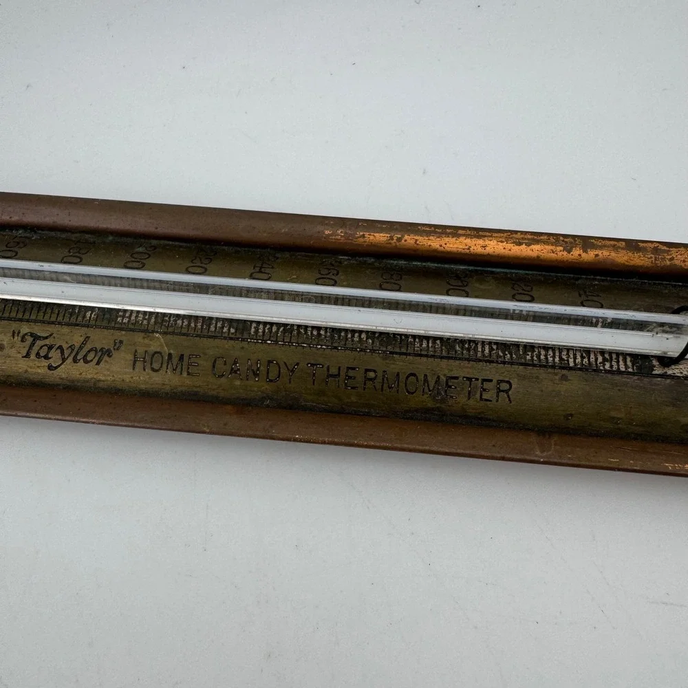 Taylor Copper Vintage Home Candy Thermometer Wood Handle Rochester NY